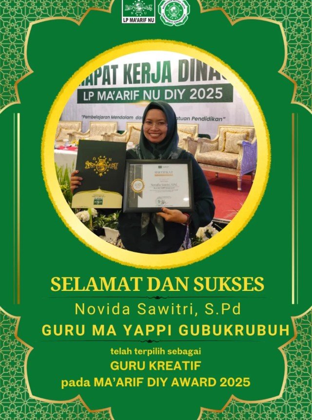Guru MA YAPPI Gubukrubuh Raih Penghargaan Guru Kreatif dalam Ajang Ma'arif Award 2025